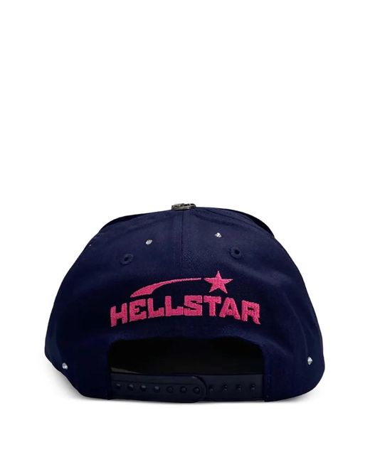 HELLSTAR Blue Logo-Embroidered Rhinestone Baseball Cap for men