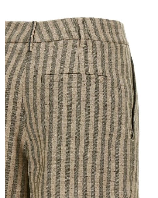 Brunello Cucinelli Natural Striped Pleated Shorts