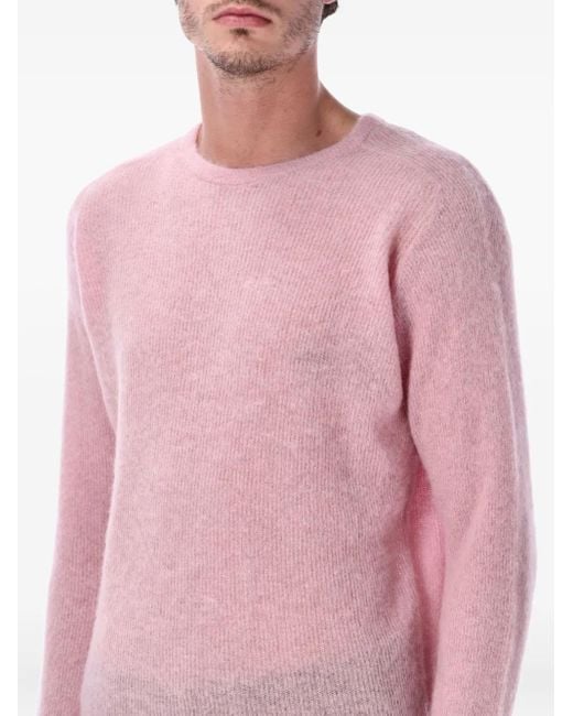 Auralee Pink Crewneck Sweater for men