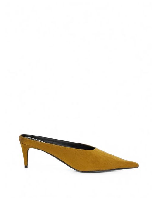Magda Butrym Yellow Pointed-Toe Suede Mules