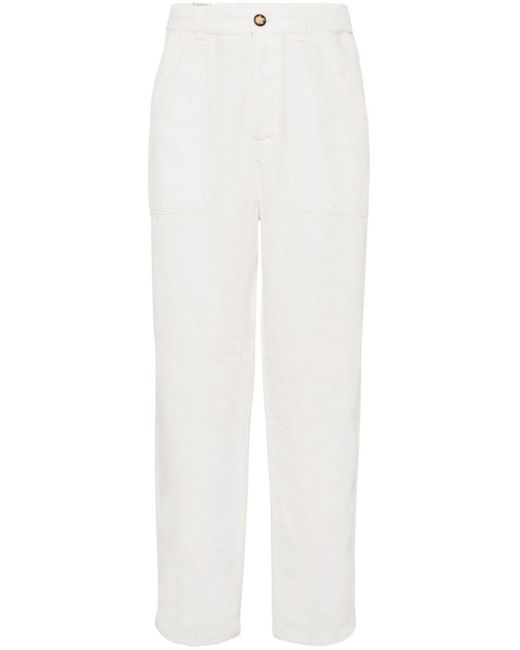 Pantalones rectos con bolsillos Brunello Cucinelli de hombre de color White