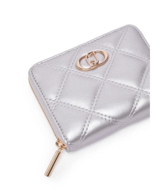 Liu Jo White Monogram-Plaque Quilted Wallet