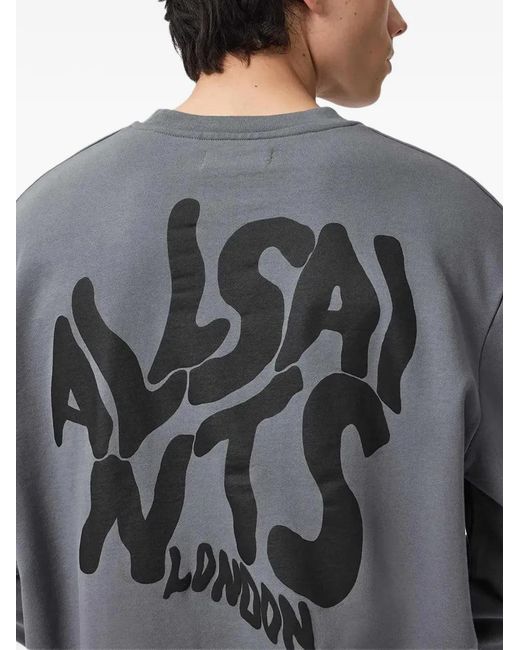 AllSaints Gray Orlando Printed Sweatshirt for men