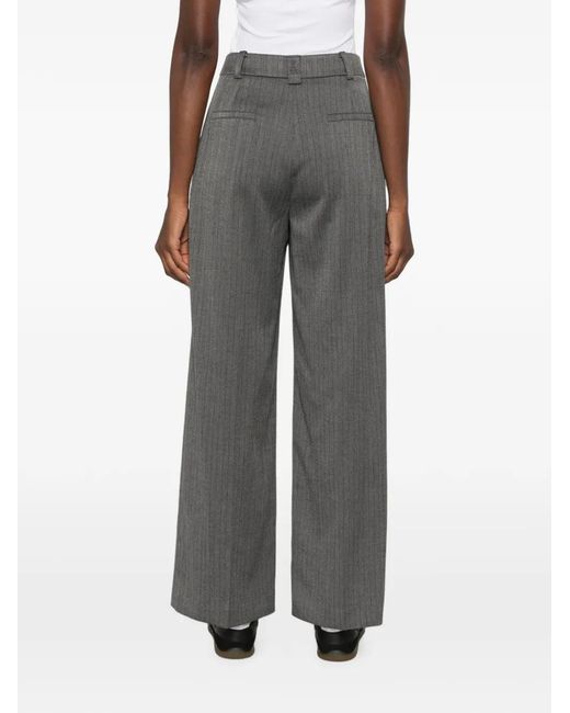 Patrizia Pepe Gray Herringbone Pleated Trousers