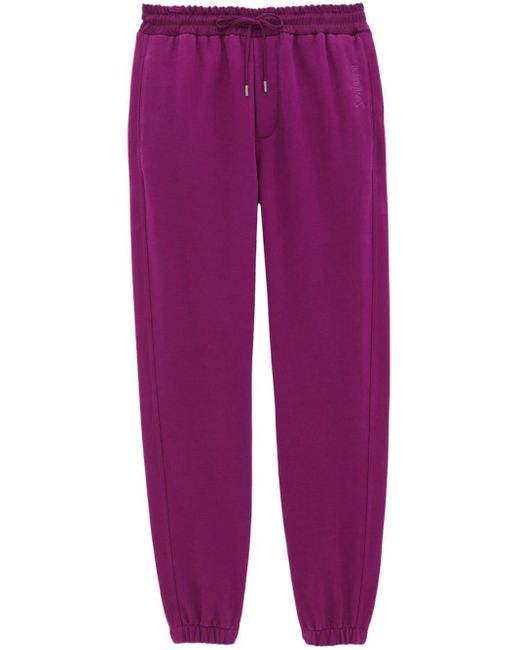 Saint Laurent Purple Embroidered-logo Cotton Track Pants for men