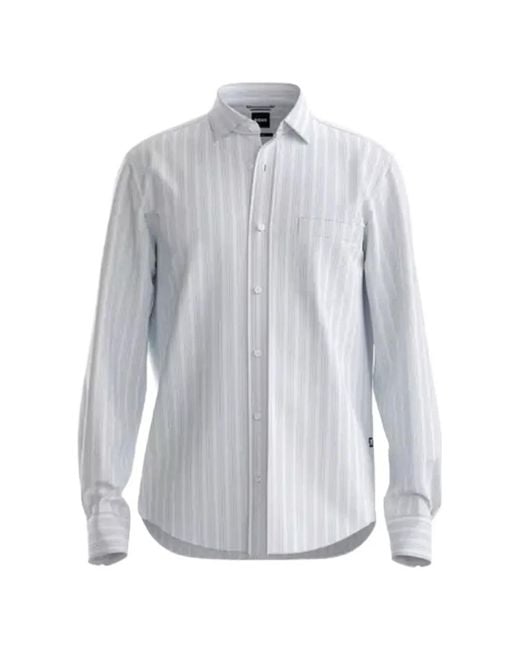 Boss White Striped-Pattern Shirt for men