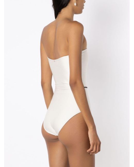 Adriana Degreas White Deco Bead-detailing Strapless Swimsuit