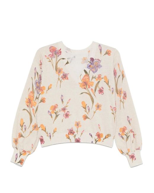 Twinset White Floral-Print Top