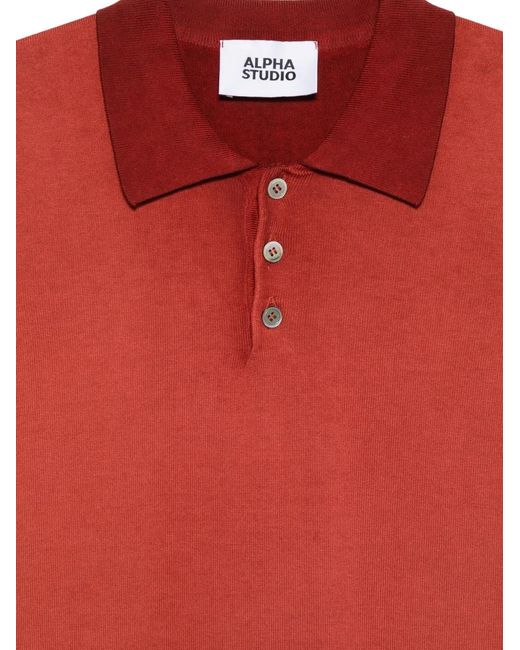Alpha Studio Red Button Polo Shirt for men