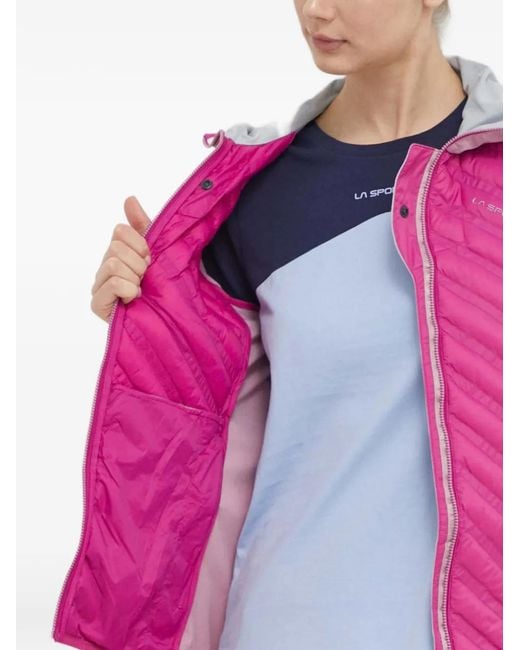 La Sportiva Pink Quilted-Design Hooded Performance Jacket