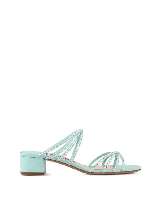 Aquazzura White Tell Me Crystal Sandals