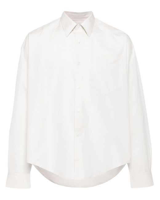 AMI White Ami De Coeur-embroidered Poplin Shirt