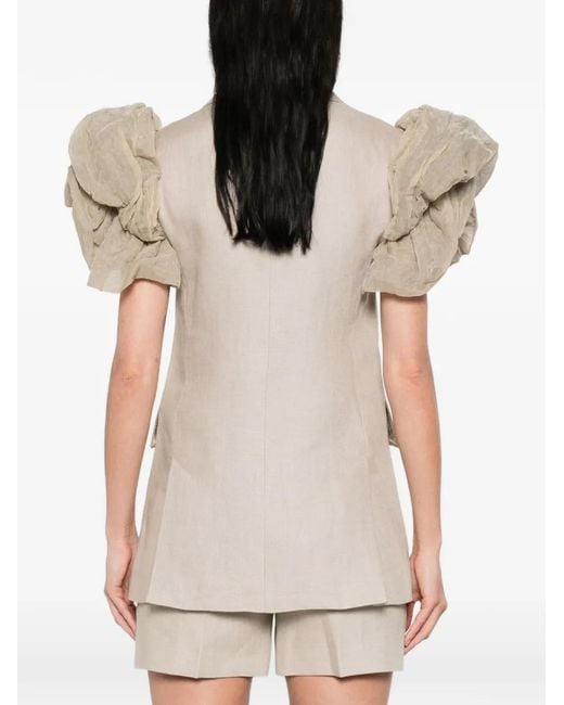 Max Mara Natural Linen Rouched Vest