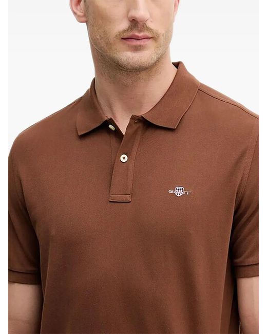 Gant Brown Short-Sleeve Polo Shirt for men
