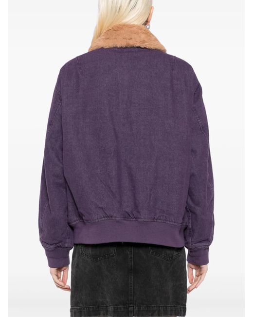 Chocoolate Purple Faux-Fur Denim Jacket