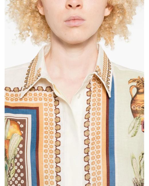 Camisa Mercado con frutas estampadas ALÉMAIS de color White