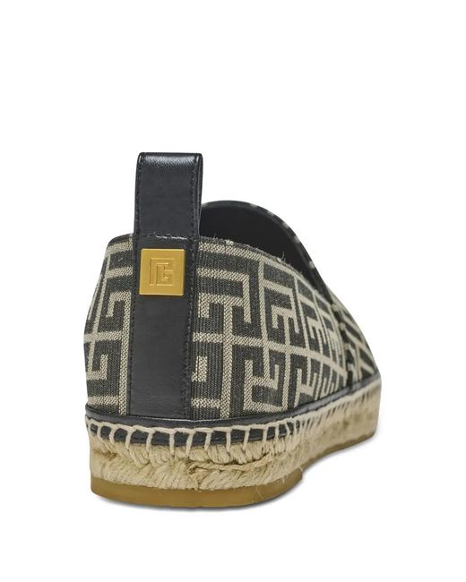 Balmain Green Monogram-Jacquard Espadrilles for men