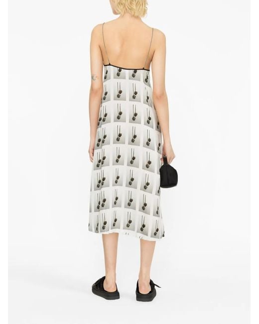Palm Angels White Palm-Tree Midi Dress