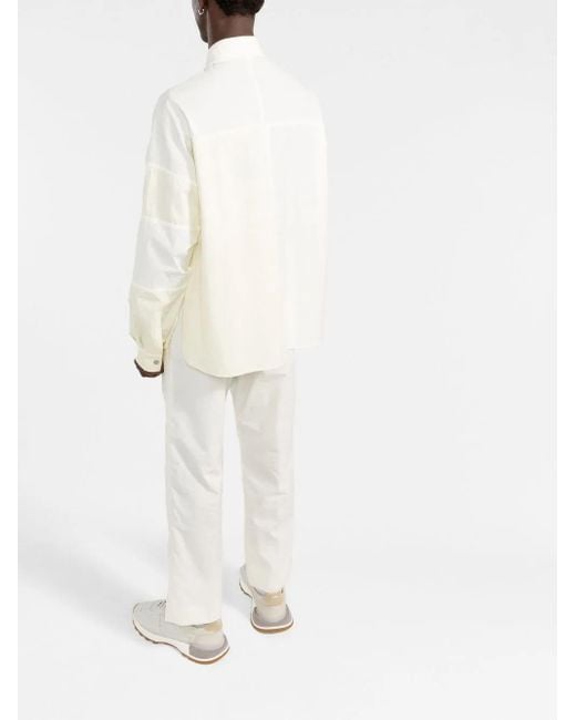 There Was One White Patchwork Cotton Overshirt for men