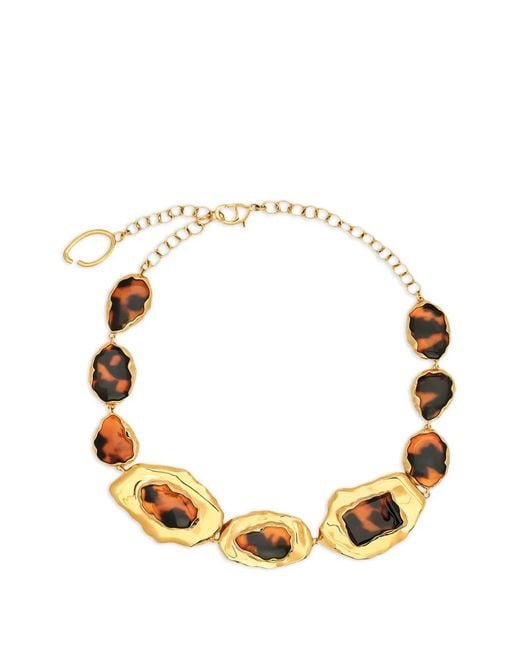 Oscar de la Renta Metallic Tortoise Stone Collar Necklace