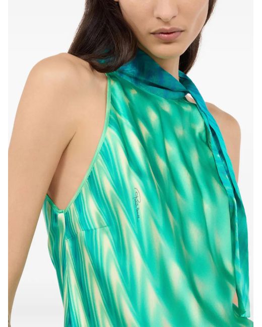 Roberto Cavalli グラフィック シルクトップ Green