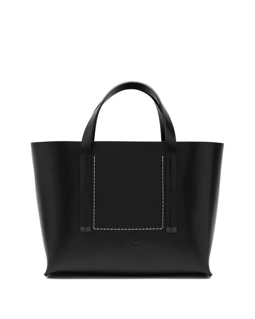 Rick Owens Black Temple Stitching Small Tote Bag