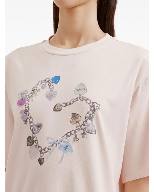 B+ AB Pink Charm-Print T-Shirt