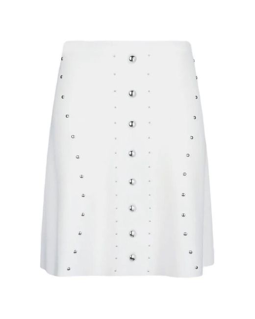 Liu Jo White Stud-Embellished Knitted Skirt