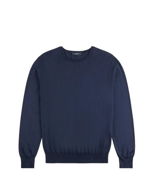 Fay Blue Logo-Embroidered Crew-Neck Sweater for men
