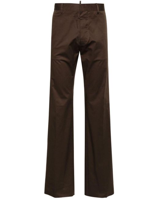 DSquared² Brown Mid-rise Twill Chino Trousers for men