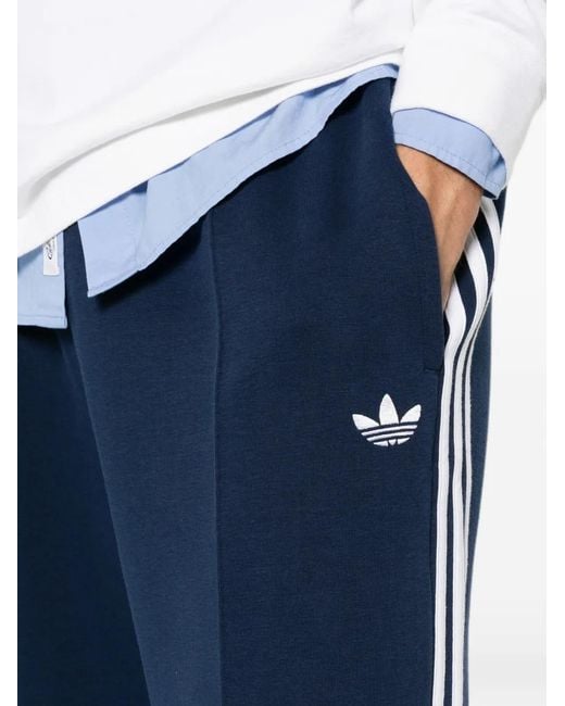 Adidas Blue Logo-Embroidered Side-Stripe Track Pants for men