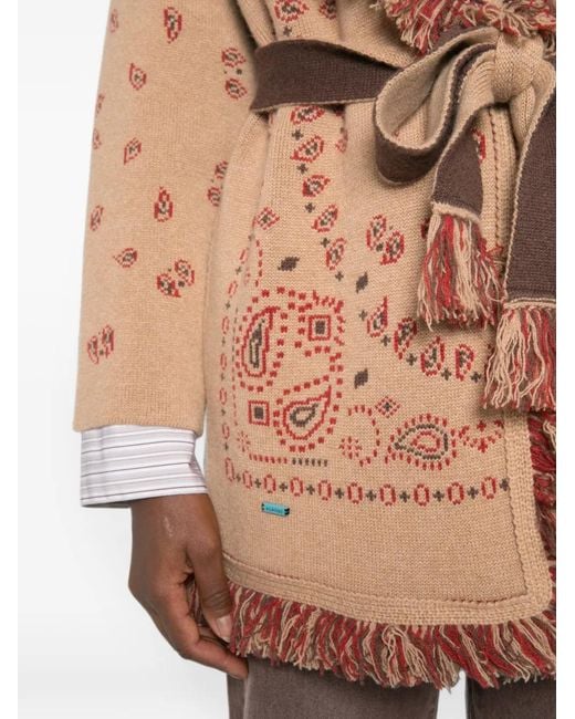 Alanui Brown Bandana Print Cardigan
