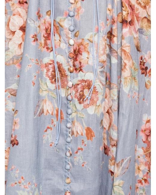 Zimmermann White Awaken Picnic Floral-Print Midi Dress