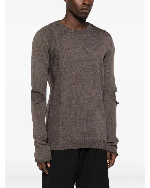 Masnada Brown Elbow-Detail Side-Split Sweater for men