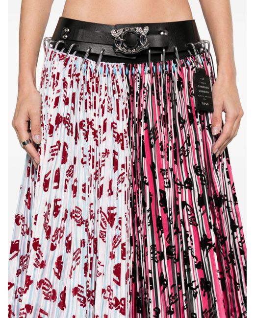 Chopova Lowena Red Daydream Plissé Midi Skirt