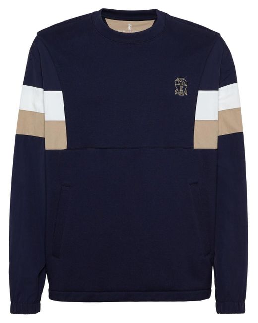 Brunello Cucinelli Sweatshirt mit Logo-Print in Blue für Herren