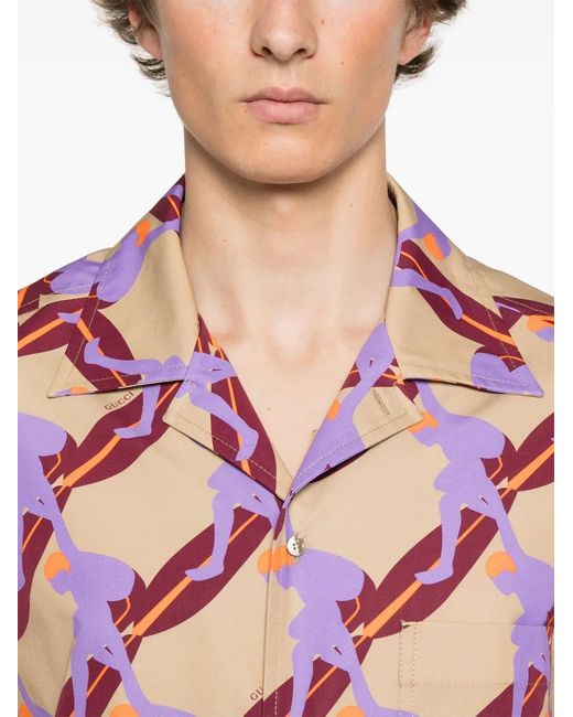 Gucci Pink Printed Poplin Shirt for men