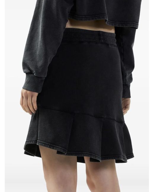 Gcds Black Stone-Washed Track Skirt