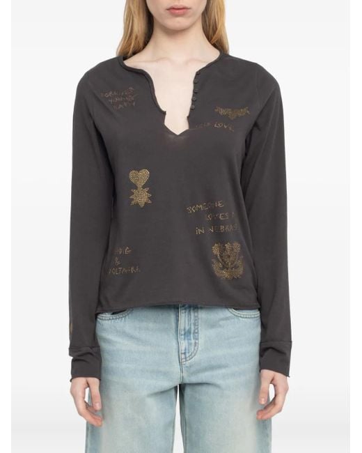 Zadig & Voltaire Gray Klassisches Langarmshirt