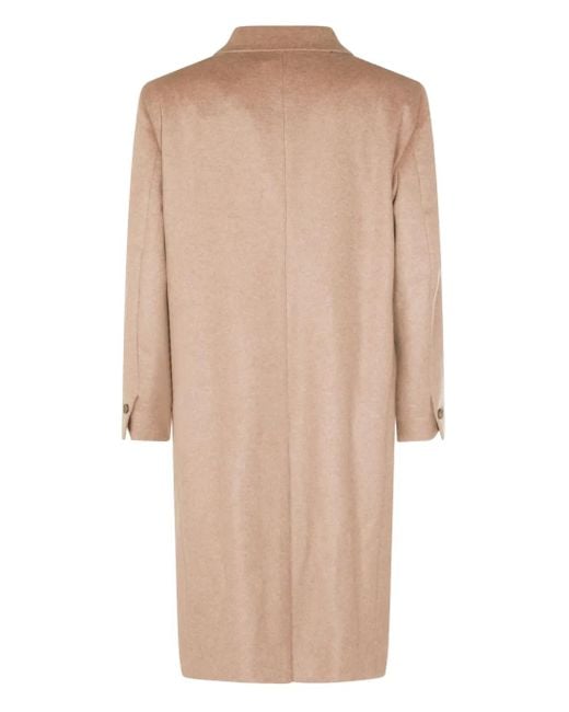 Hevò Natural Double-Breasted Wool Coat for men