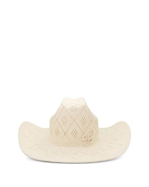 Ruslan Baginskiy White Logo-Appliqué Perforated Cowboy Hat for men
