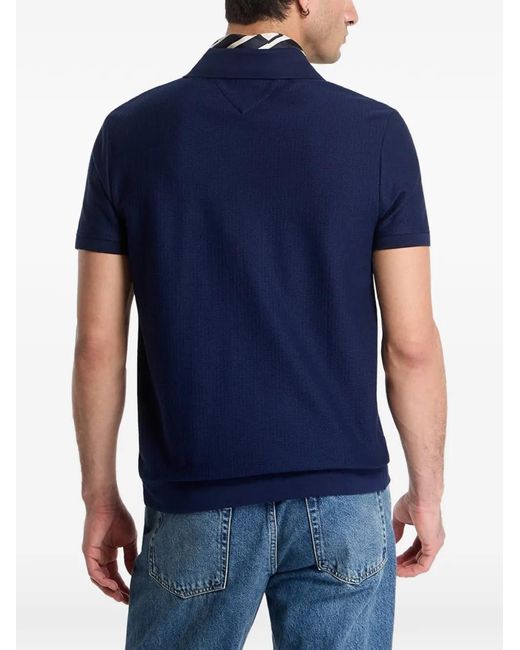 Tommy Hilfiger Blue Textured-Finish Polo Shirt for men