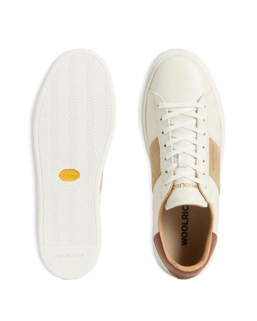 Woolrich White Classic Band Court Panelled Sneakers for men