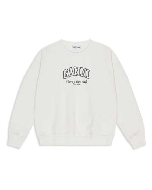 Ganni ロゴ スウェットシャツ White