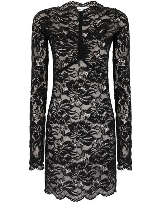 Rabanne フローラルレース ミニドレス Black