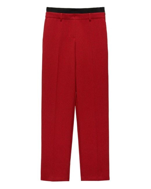 MSGM Red Check-Print Trousers