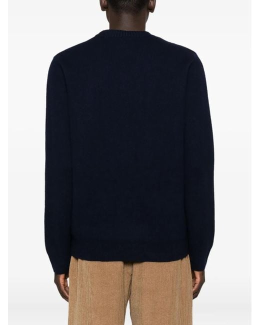 A.P.C. Blue Crew-Neck Long-Sleeve Sweater for men