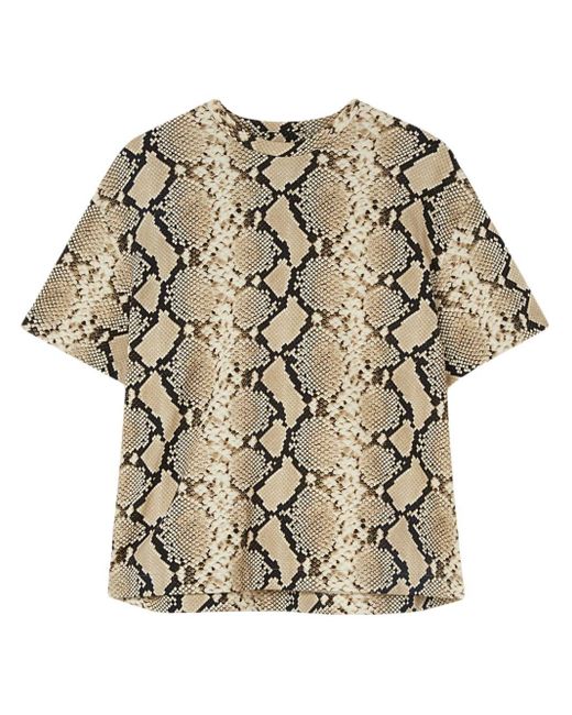 Jil Sander White Snakeskin-print Cotton T-shirt