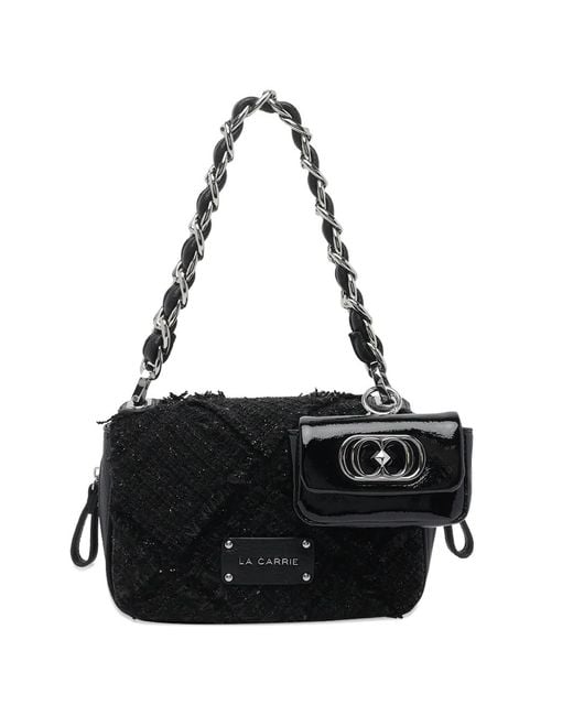 La Carrie Black Isabel Cross Chain Shoulder Bag