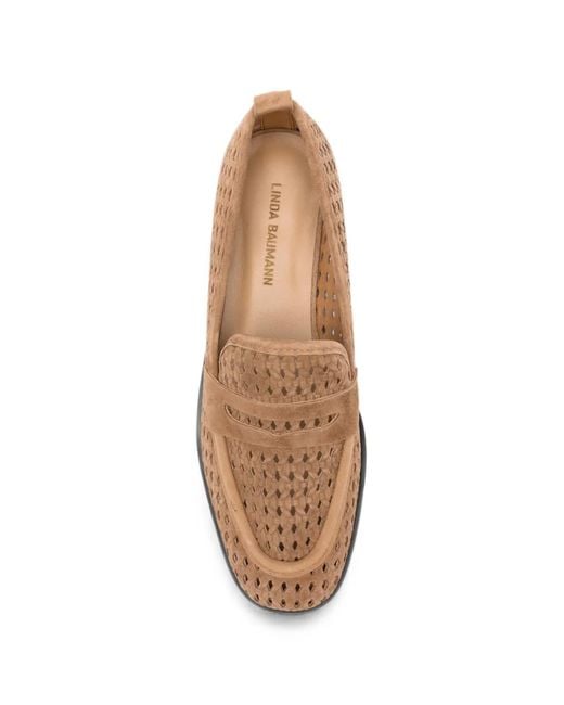 Linda Baumann Brown Woven Leather Loafers